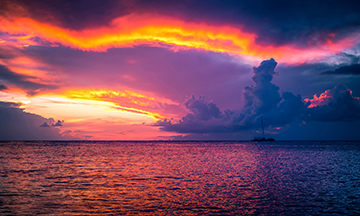 Fire Sunset, Cozumel Island, Mexico